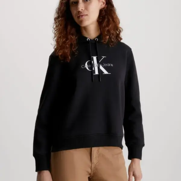 Calvin Klein - Γυναικείo Φούτερ Μπλούζα με Κουκούλα Regular Fit J20J221335-BEH Μαύρο