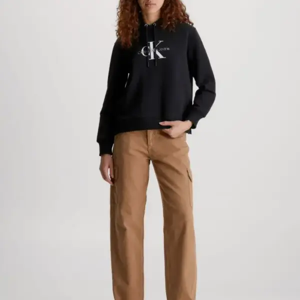 Calvin Klein - Γυναικείo Φούτερ Μπλούζα με Κουκούλα Regular Fit J20J221335-BEH Μαύρο