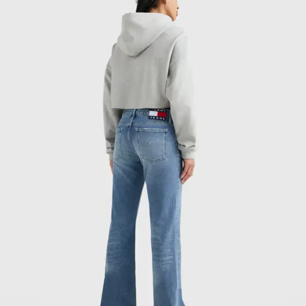 Tommy Hilfiger - Cropped Γυναικείο Φούτερ με Κουκούλα DW0DW14872-PJ4 Γκρι