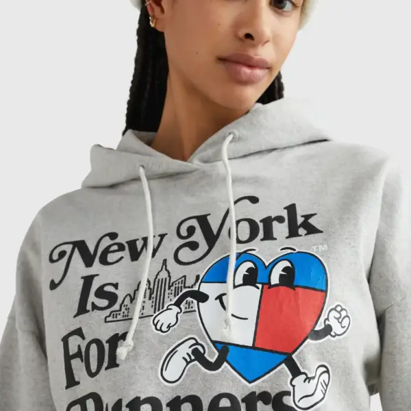 Tommy Hilfiger - Cropped Γυναικείο Φούτερ με Κουκούλα DW0DW14872-PJ4 Γκρι