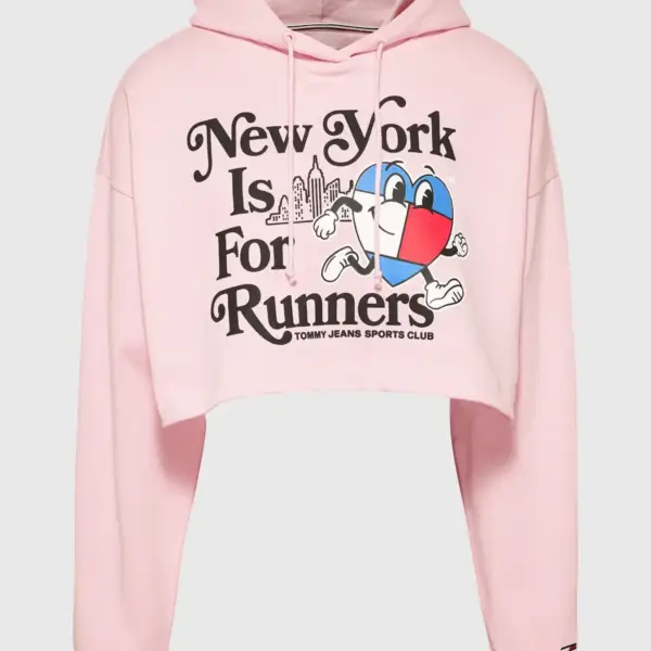 Tommy Hilfiger - Cropped Γυναικείο Φούτερ με Κουκούλα DW0DW14872-TG0 Ροζ