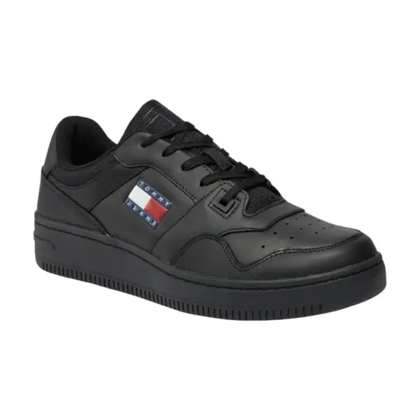 Tommy Hilfiger - Ανδρικά Δερμάτινα Sneakers Tjm Retro Basket Ess EM0EM01395-BDS Μαύρο EM0EM01395-BDS