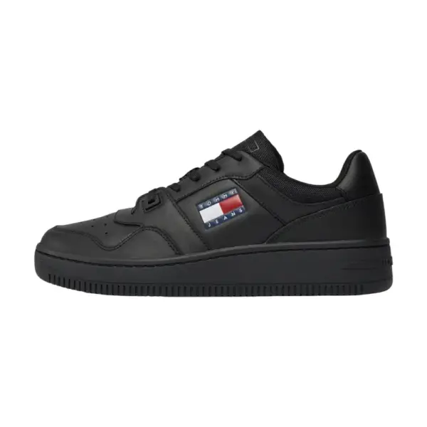 Tommy Hilfiger - Ανδρικά Δερμάτινα Sneakers Tjm Retro Basket Ess EM0EM01395-BDS Μαύρο EM0EM01395-BDS