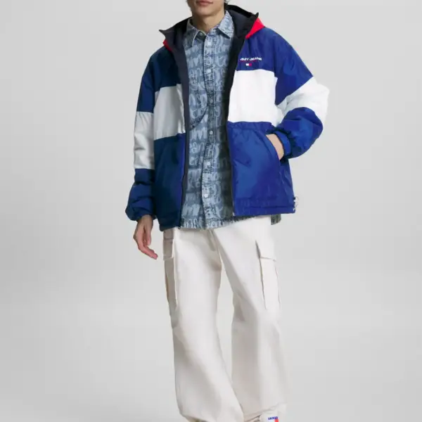 Tommy Hilfiger - Ανδρικό Χειμωνιάτικο Μπουφάν 2 Όψεων Με Colour-Blocked DM0DM16625-C9B Μπλε