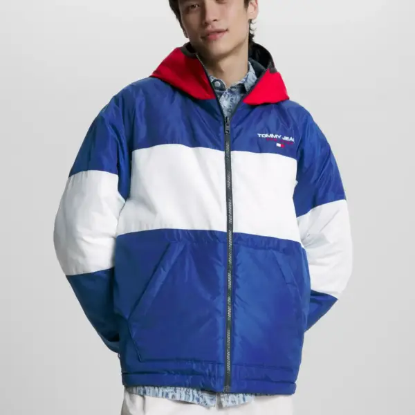 Tommy Hilfiger - Ανδρικό Χειμωνιάτικο Μπουφάν 2 Όψεων Με Colour-Blocked DM0DM16625-C9B Μπλε