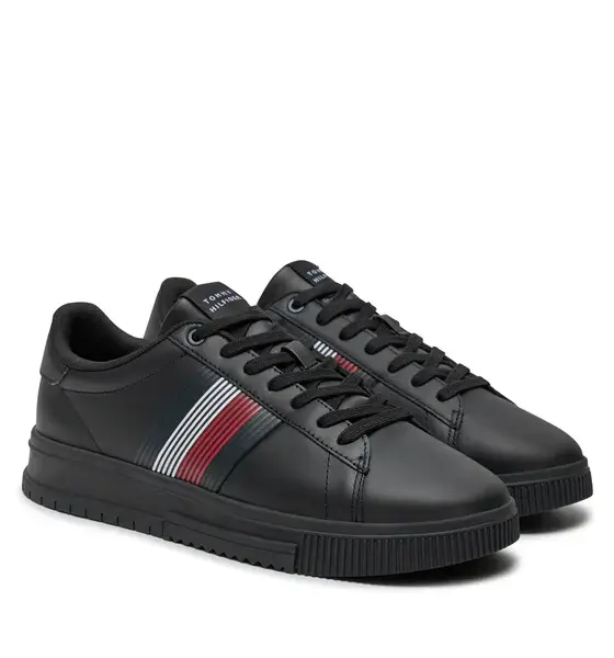 Tommy Hilfiger – Ανδρικά Sneakers Supercup Lth Seasonal FM0FM05129-BDS Μαύρο