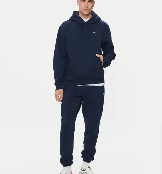 Τommy Ηilfiger - Ανδρικό Φούτερ Με Κουκούλα Flag Regular Fit DM0DM20497-C1G Μπλε Ναυτικό DM0DM20497-C1G