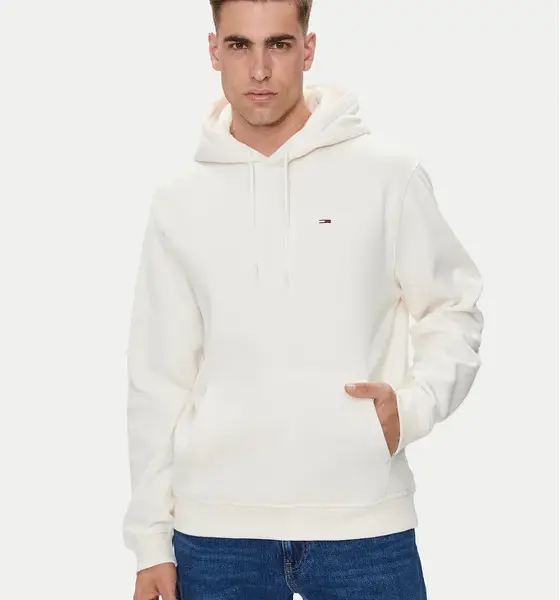 Τommy Ηilfiger - Ανδρικό Φούτερ Με Κουκούλα Flag Regular Fit DM0DM20497-YBH Εκρού