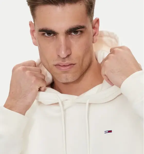 Τommy Ηilfiger - Ανδρικό Φούτερ Με Κουκούλα Flag Regular Fit DM0DM20497-YBH Εκρού DM0DM20497-YBH