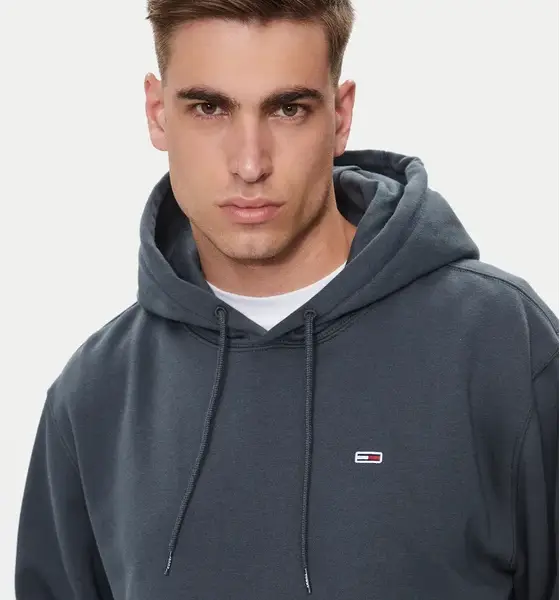 Τommy Ηilfiger - Ανδρικό Φούτερ Με Κουκούλα Flag Regular Fit DM0DM20497-PUB Γκρι DM0DM20497-PUB