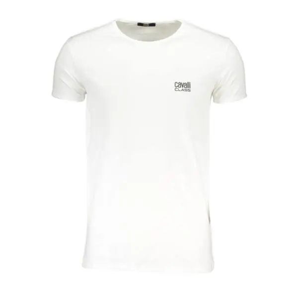 Cavalli Class - Ανδρική Μπλούζα T-Shirt Κοντομάνικη Regular Fit QXO03AJD003-00053 Λευκό QXO03AJD003-00053