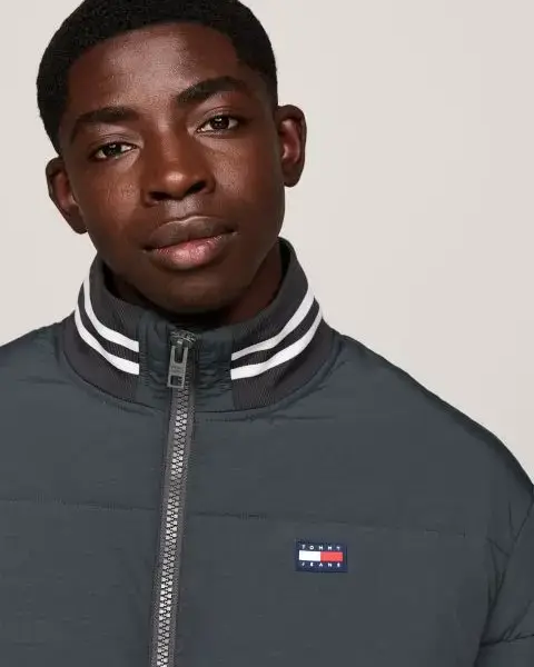 Tommy Hilfiger - Ανδρικό Αδιάβροχο Μπουφάν Πουπουλένιο Varsity Regular Fit DM0DM19640-PUB Γκρι