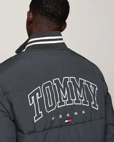 Tommy Hilfiger - Ανδρικό Αδιάβροχο Μπουφάν Πουπουλένιο Varsity Regular Fit DM0DM19640-PUB Γκρι