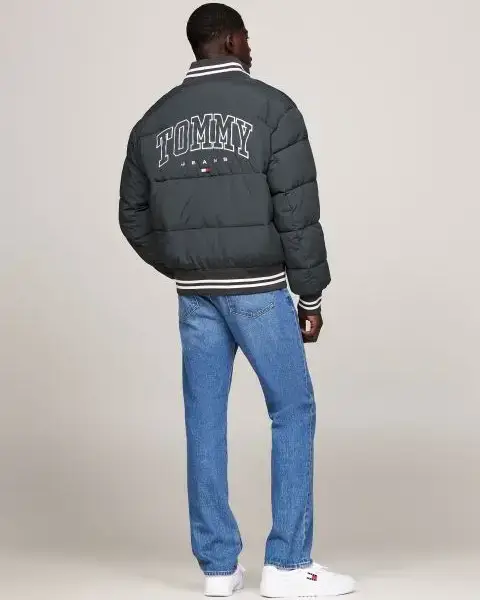 Tommy Hilfiger - Ανδρικό Αδιάβροχο Μπουφάν Πουπουλένιο Varsity Regular Fit DM0DM19640-PUB Γκρι