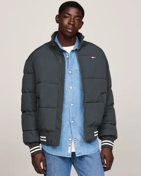 Tommy Hilfiger - Ανδρικό Αδιάβροχο Μπουφάν Πουπουλένιο Varsity Regular Fit DM0DM19640-PUB Γκρι