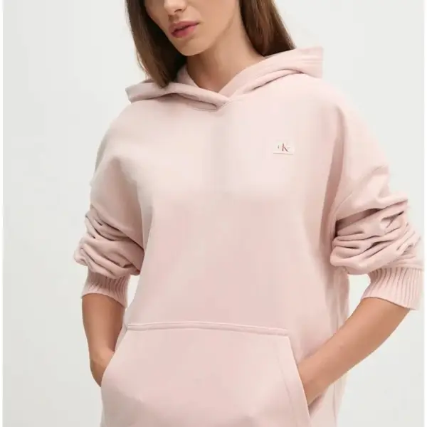 Calvin Klein - Γυναικείο Φούτερ με Κουκούλα Woven Label Peached J20J224173-TER Ροζ