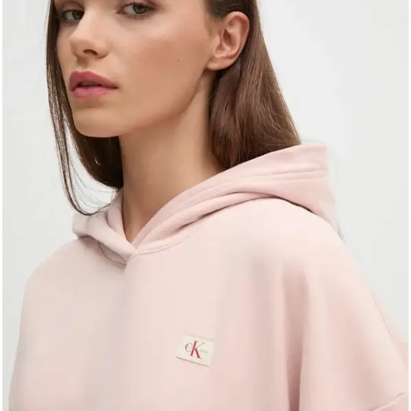 Calvin Klein - Γυναικείο Φούτερ με Κουκούλα Woven Label Peached J20J224173-TER Ροζ J20J224173-TER