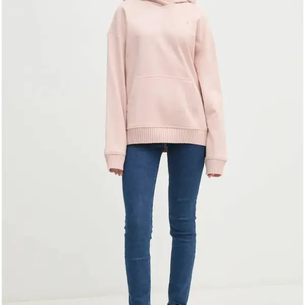 Calvin Klein - Γυναικείο Φούτερ με Κουκούλα Woven Label Peached J20J224173-TER Ροζ J20J224173-TER