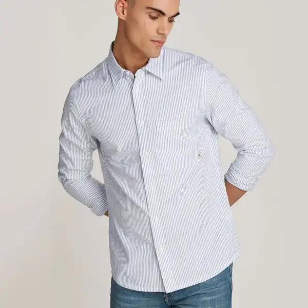 Calvin Klein Jeans - Ανδρικό Πουκάμισο Μακρυμάνικo Oxford Regular Fit J30J326182-0FB ΛευκόΡιγέ