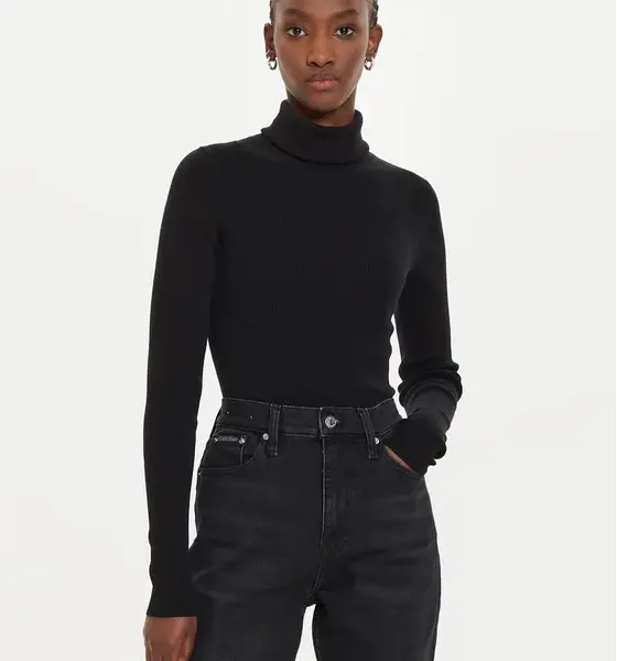 Calvin Klein Jeans - Γυναικείο Ζιβάγκο Label Roll Neck Regular Fit J20J224225-BEH Μαύρο