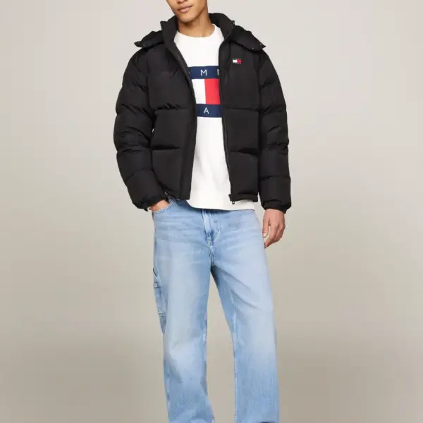 Tommy Hilfiger - Ανδρικό Αδιάβροχο Μπουφάν Down-Filled Alaska Puffer Regular Fit DM0DM19537-BDS Μαύρο DM0DM19537-BDS