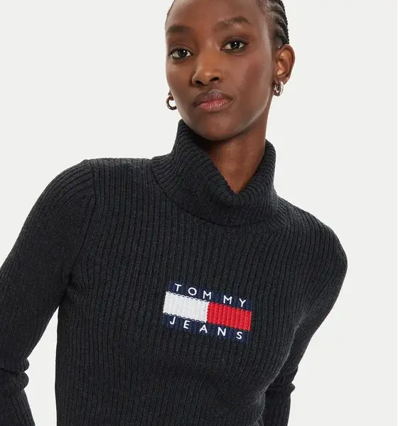 Tommy Hilfiger - Γυναικείο Μακρυμάνικο Ζιβάγκο Flag Regular Fit DW0DW18678-HEV Μαύρο