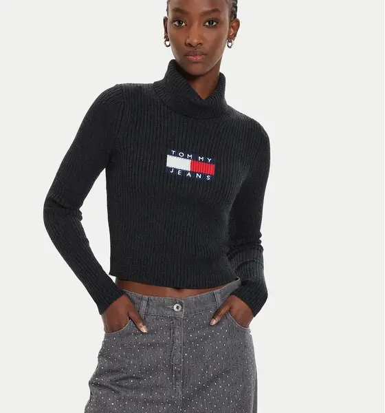 Tommy Hilfiger - Γυναικείο Μακρυμάνικο Ζιβάγκο Flag Regular Fit DW0DW18678-HEV Μαύρο