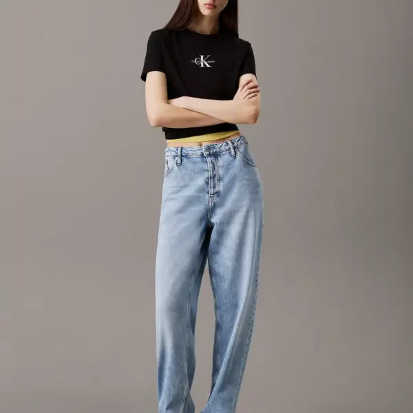 Calvin Klein - Γυναικείο T-Shirt Monologo Baby Tee Slim Fit J20J223113-BEH Μαύρο