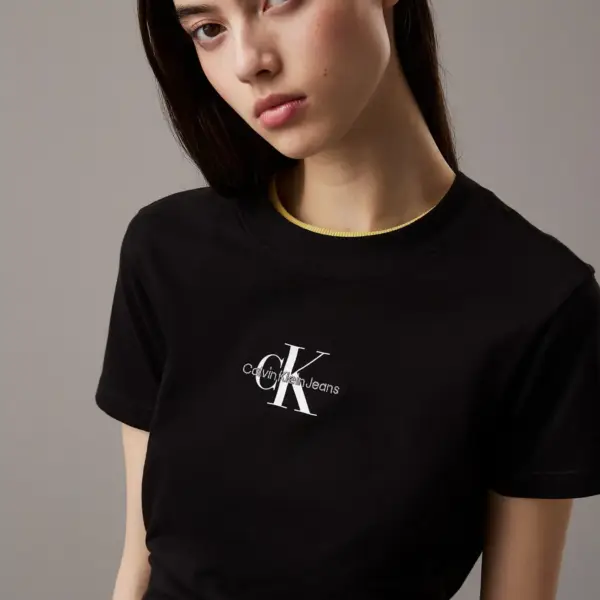 Calvin Klein - Γυναικείο T-Shirt Monologo Baby Tee Slim Fit J20J223113-BEH Μαύρο