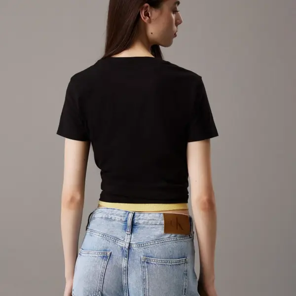 Calvin Klein - Γυναικείο T-Shirt Monologo Baby Tee Slim Fit J20J223113-BEH Μαύρο
