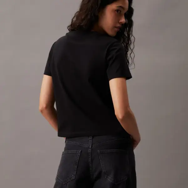Calvin Klein - Γυναικείο T-Shirt Monologo Baby Tee Slim Fit J20J223113-BEH Μαύρο