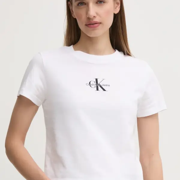 Calvin Klein - Γυναικείο T-Shirt Monologo Baby Tee Slim Fit J20J223113-YAA Λευκό