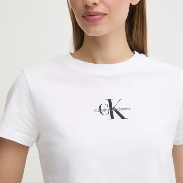 Calvin Klein - Γυναικείο T-Shirt Monologo Baby Tee Slim Fit J20J223113-YAA Λευκό