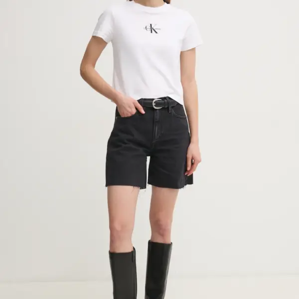 Calvin Klein - Γυναικείο T-Shirt Monologo Baby Tee Slim Fit J20J223113-YAA Λευκό