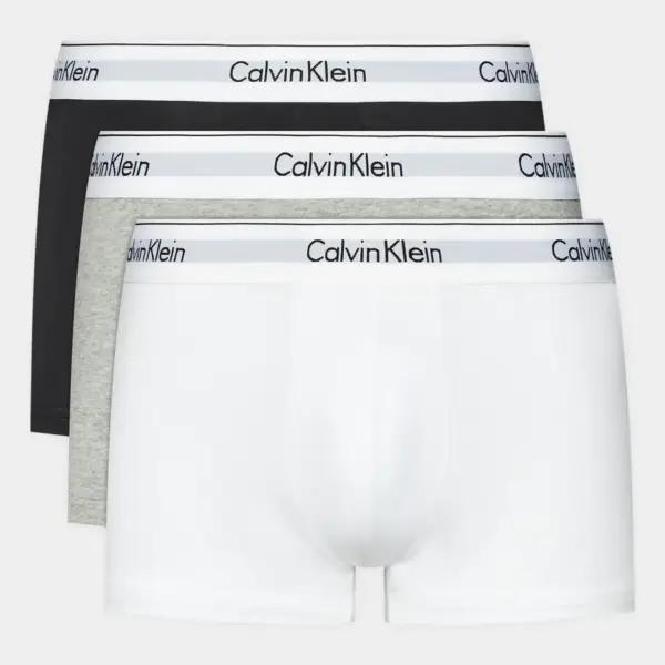 Calvin Klein - Ανδρικά Μποξεράκια 3Pack Icon Cotton Stretch LV00NB4389-MP1 Μαύρο/Λευκό/Γκρι