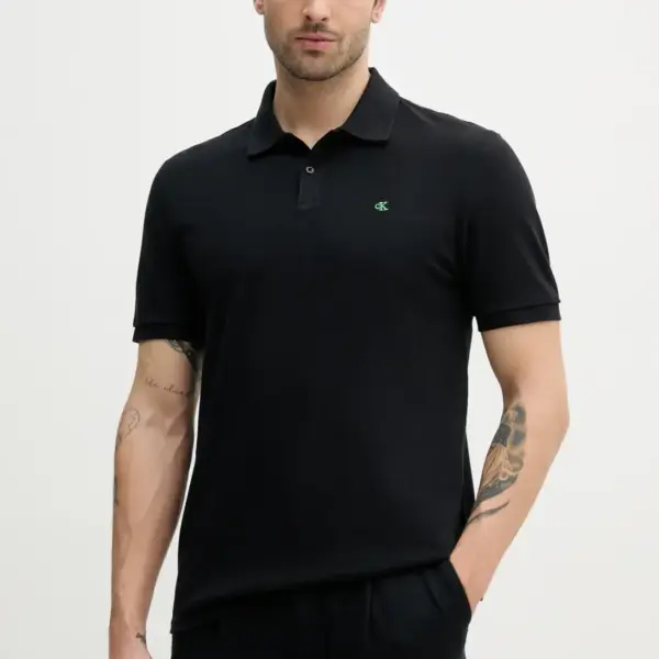 Calvin Klein - Ανδρική Μπλούζα Κοντομάνικη Polo Monogram Pique Plein Air Regular Fit LV040EM269-UB1 Μαύρο