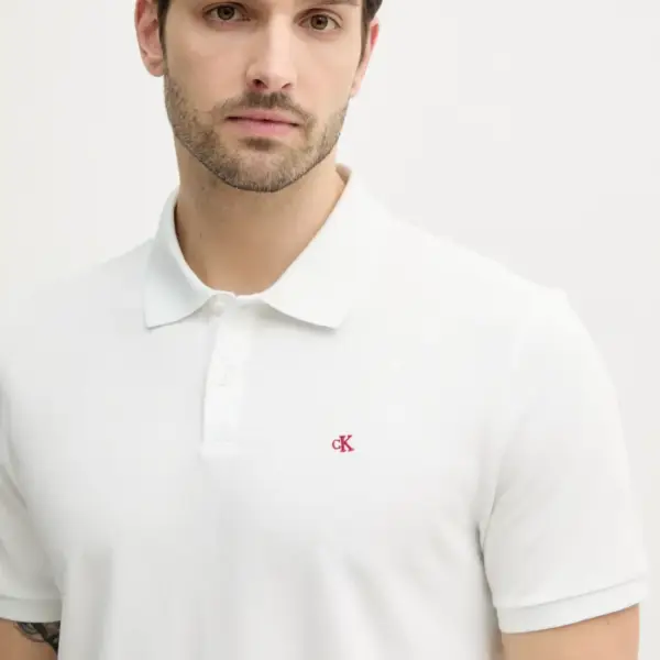 Calvin Klein - Ανδρική Μπλούζα Κοντομάνικη Polo Monogram Pique Plein Air Regular Fit LV040EM269-YAD Λευκό LV040EM269-YAD