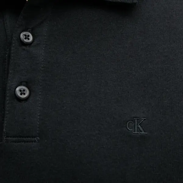 Calvin Klein - Ανδρική Μπλούζα Κοντομάνικη Polo Smooth Cotton Solid Regular Fit LV040HM281-UB1 Μαύρο LV040HM281-UB1