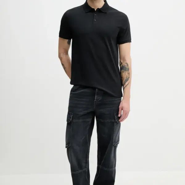 Calvin Klein - Ανδρική Μπλούζα Κοντομάνικη Polo Smooth Cotton Solid Regular Fit LV040HM281-UB1 Μαύρο LV040HM281-UB1