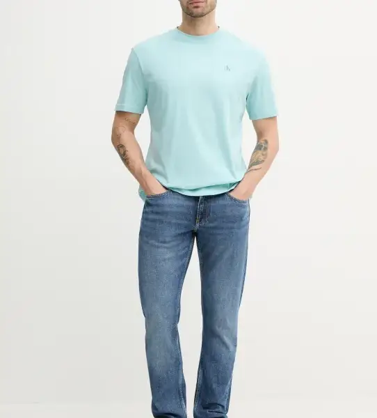 Calvin Klein - Ανδρικό T-shirt Back Logo Regular Fit J30J327523-MR5 Τιρκουάζ