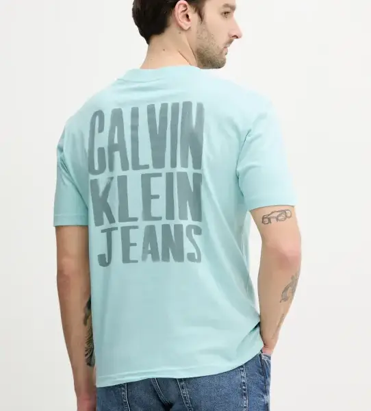 Calvin Klein - Ανδρικό T-shirt Back Logo Regular Fit J30J327523-MR5 Τιρκουάζ