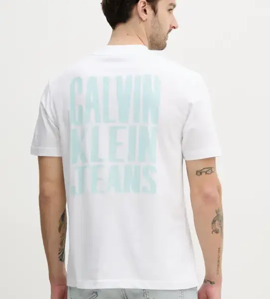 Calvin Klein - Ανδρικό T-shirt Back Logo Regular Fit J30J327523-YAF Λευκό