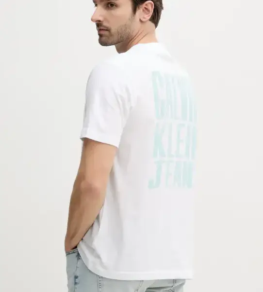 Calvin Klein - Ανδρικό T-shirt Back Logo Regular Fit J30J327523-YAF Λευκό