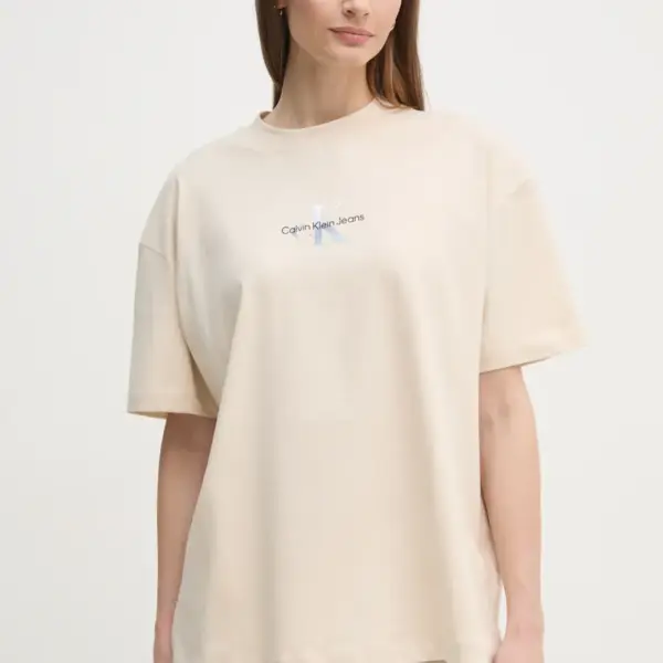 Calvin Klein - Γυναικείο T-Shirt Gradient Monologo Bf Tee Relaxed Fit J20J225521-AEA Μπεζ