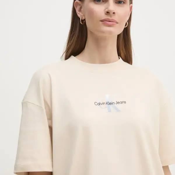 Calvin Klein - Γυναικείο T-Shirt Gradient Monologo Bf Tee Relaxed Fit J20J225521-AEA Μπεζ J20J225521-AEA