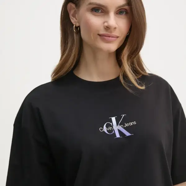 Calvin Klein - Γυναικείο T-Shirt Gradient Monologo Bf Tee Relaxed Fit J20J225521-BEH Μαύρο J20J225521-BEH