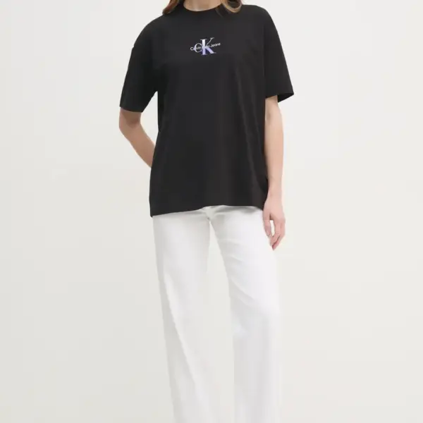 Calvin Klein - Γυναικείο T-Shirt Gradient Monologo Bf Tee Relaxed Fit J20J225521-BEH Μαύρο J20J225521-BEH