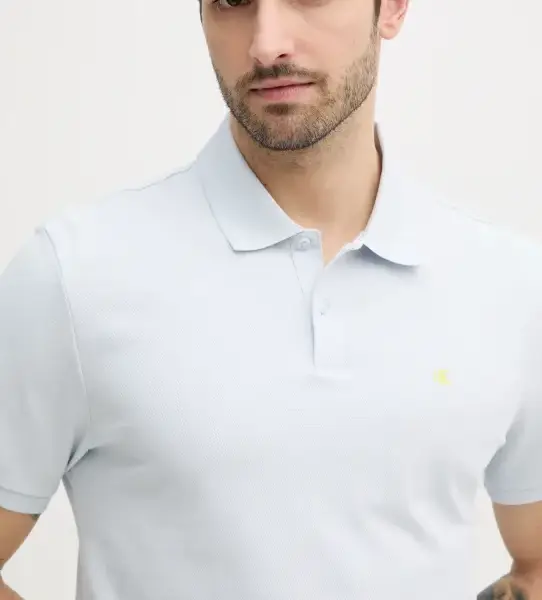 Calvin Klein - Ανδρική Μπλούζα Κοντομάνικη Polo Monogram Pique Plein Air Regular Fit LV040EM269-CIQ Γαλάζιο LV040EM269-CIQ