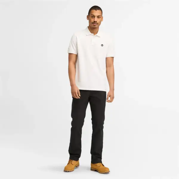 Timberland - Ανδρικό T-shirt Polo Short-Sleeve με Λογότυπο Oyster River TB0A2BRY-100 Λευκό TB0A2BRY100