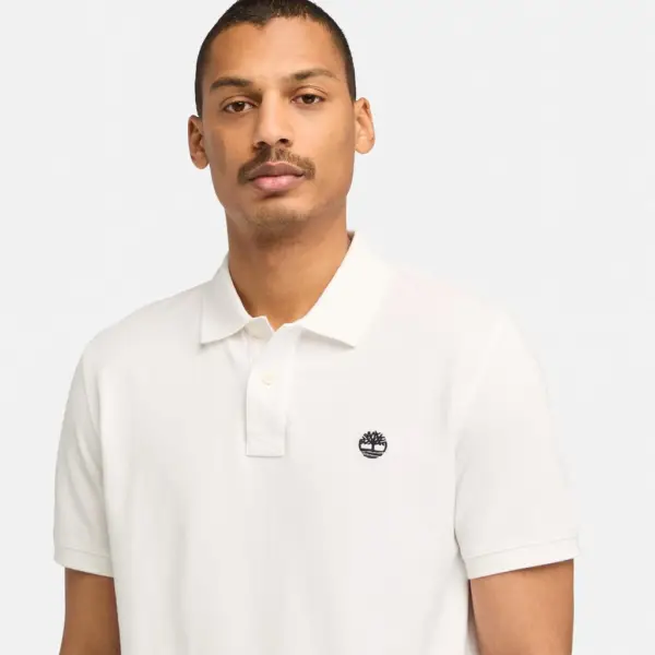 Timberland - Ανδρικό T-shirt Polo Short-Sleeve με Λογότυπο Oyster River TB0A2BRY-100 Λευκό TB0A2BRY100
